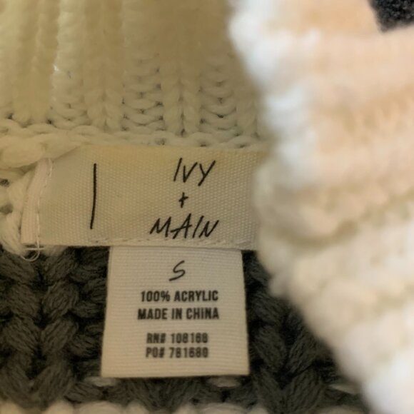 Ivy + Main Sweater Womens White Gray Striped Crewneck Knit Pullover Size Small - Picture 6 of 7